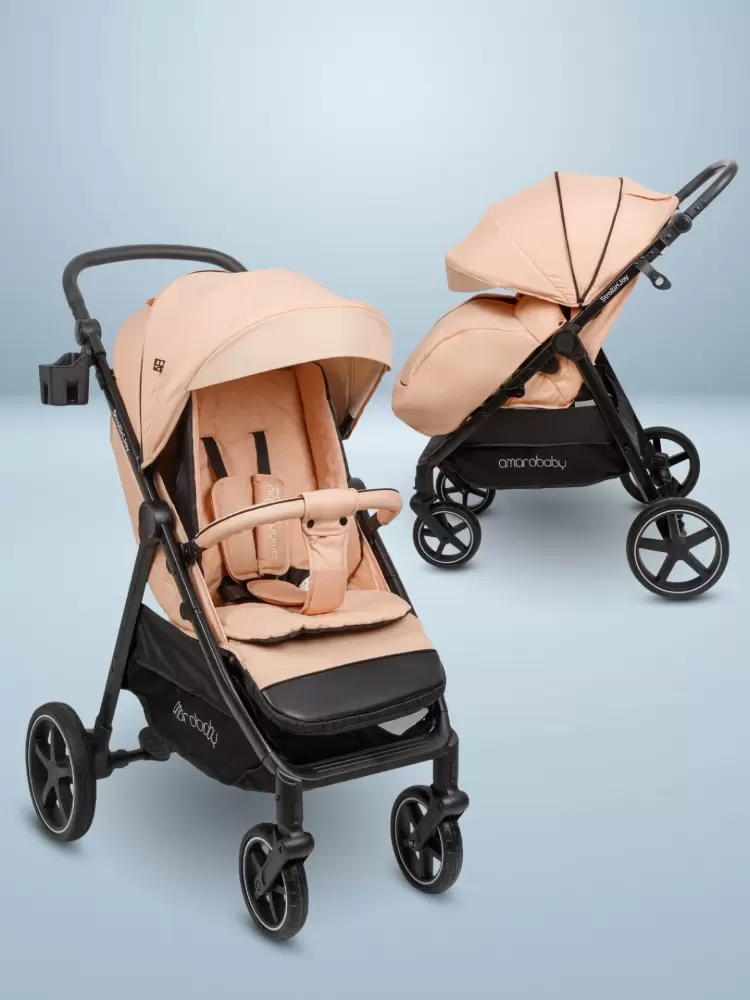 Коляска прогулочная Amarobaby, Strollin'Joy, бежевый (персиковый)