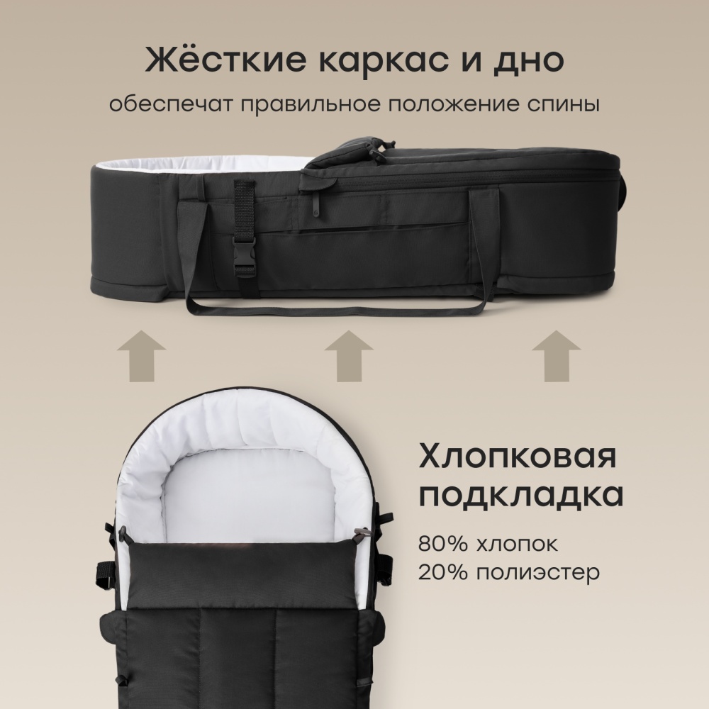 Happy Baby Люлька-переноска "CARRY" New, black