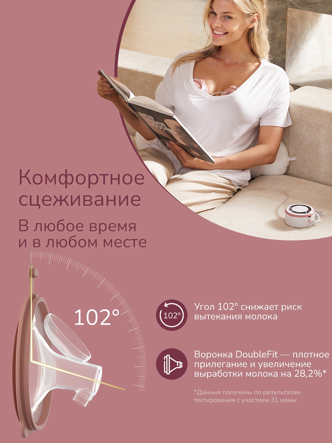 Momcozy Портативный электрический молокоотсос BP137 (серия V1 Pro), 2 шт. 