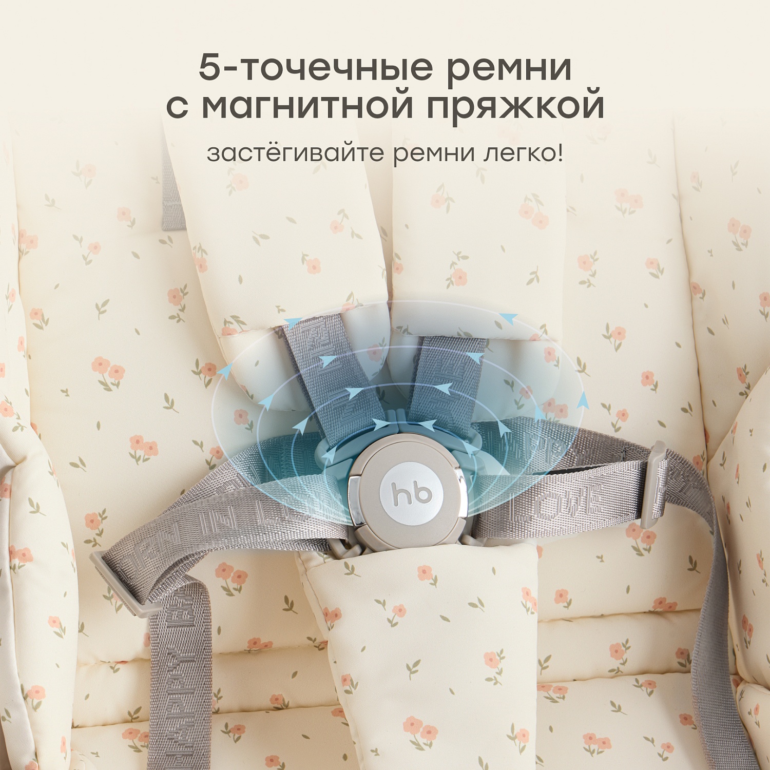 Happy Baby Коляска прогулочная LUNA 360, beige (flowers) nova