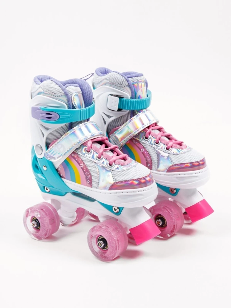 Ролики Amarobaby Disco раздвижные со светящимися колесами, розовые, размер 34-37