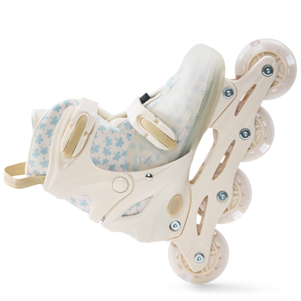 Happy Baby Ролики-коньки 3в1 детские SKROLLS, blue flowers, size M