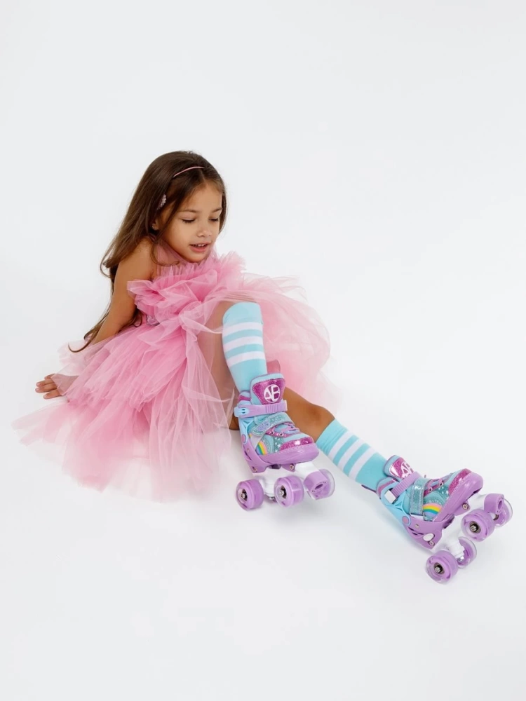 Ролики Amarobaby Disco раздвижные со светящимися колесами, фиолетовый, размер 26-29