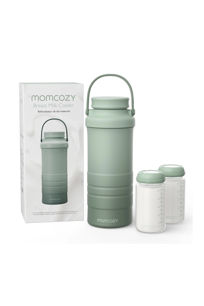 Momcozy Портативный термоконтейнер для бутылочек, цвет зеленый 