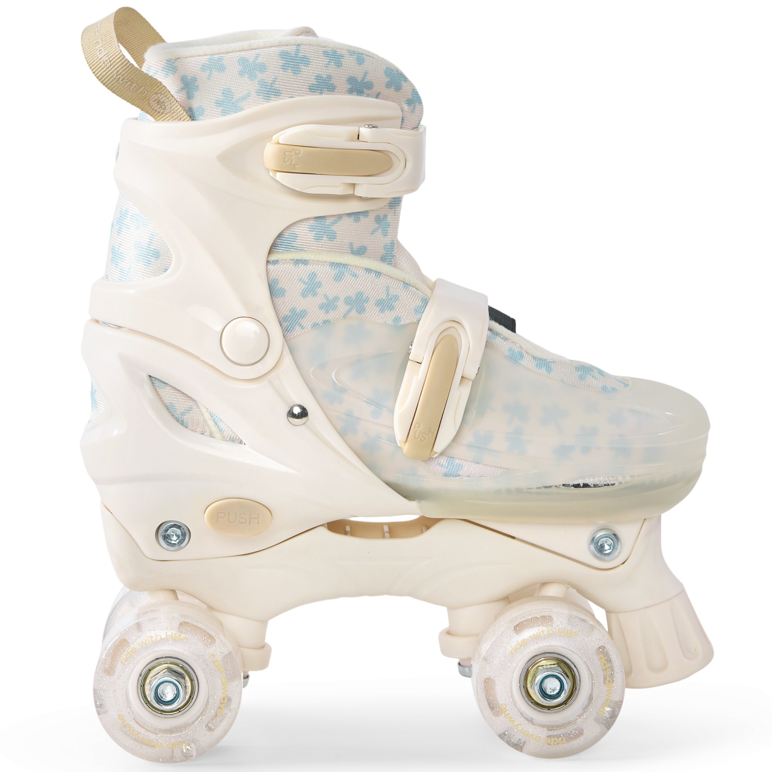 Happy Baby Ролики-коньки 3в1 детские SKROLLS, blue flowers, size M