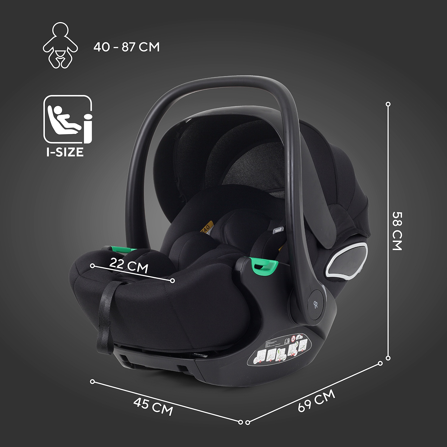 Автокресло RANT KBH602 "EVOMAX" Black (40-87см)