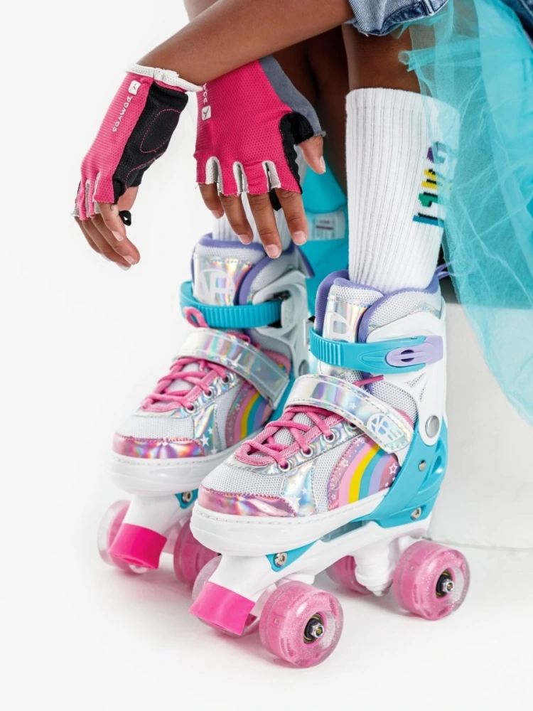 Ролики Amarobaby Disco раздвижные со светящимися колесами, розовые, размер 34-37