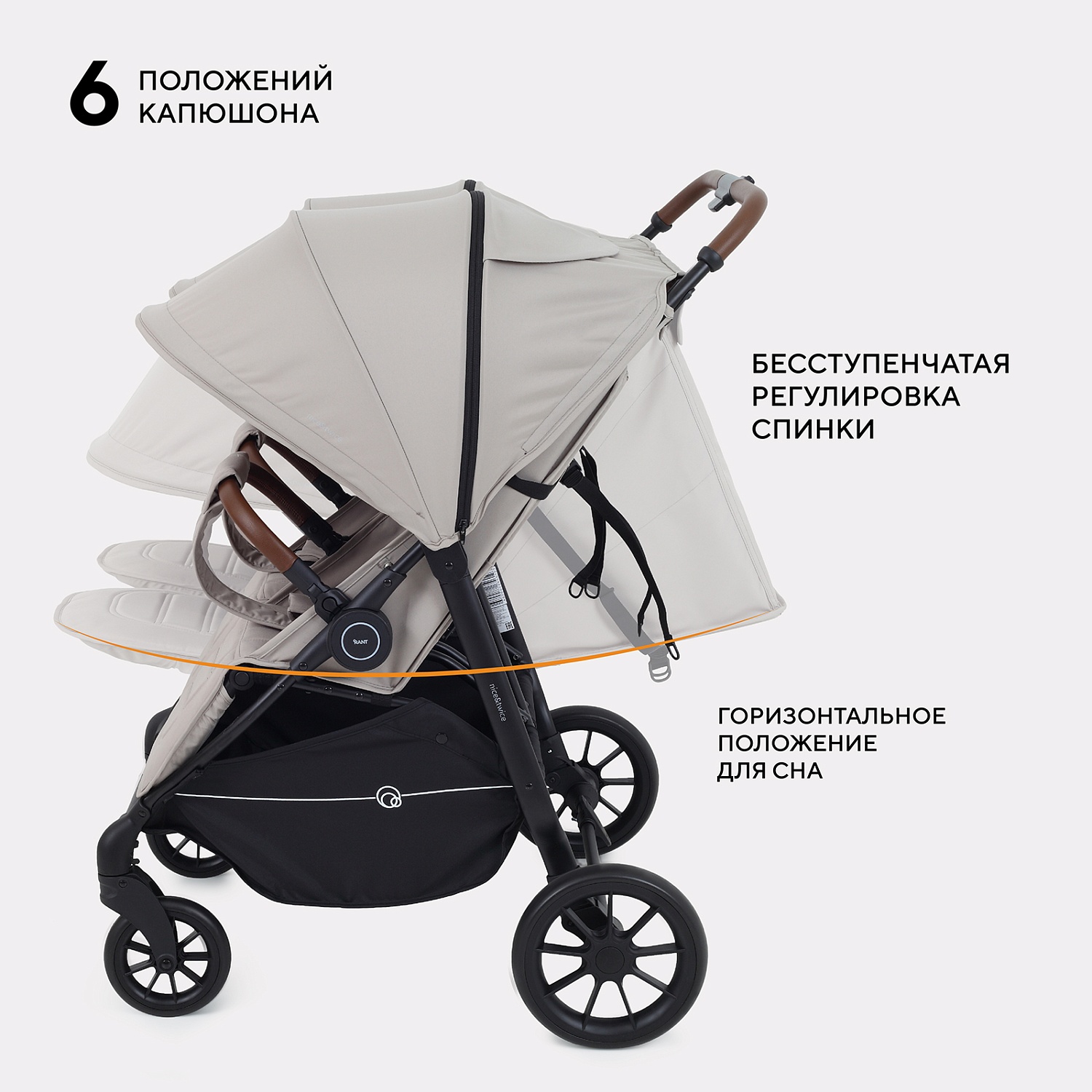 Коляска детская для близнецов RANT "Twinny" RA151 Milk coffee (2025)