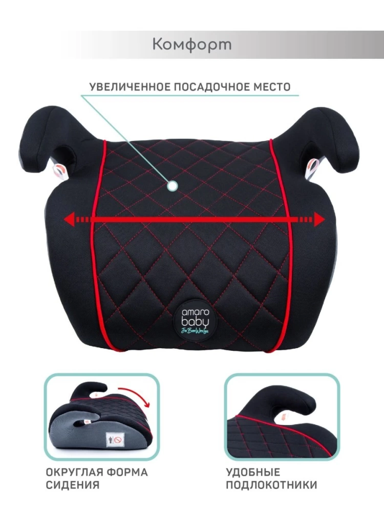 Автокресло детское (бустер) AMAROBABY Easy way, группа III, (чёрный/красный)