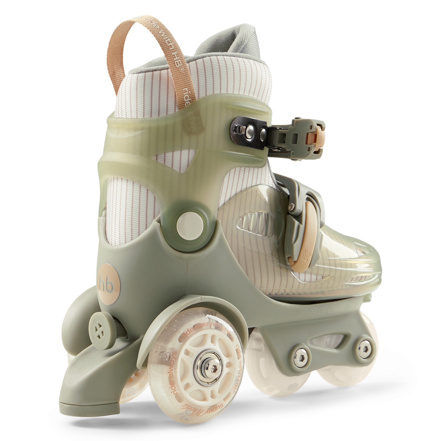 Happy Baby Раздвижные роликовые коньки детские SUNNY WHEELS, olive, M (30-33)