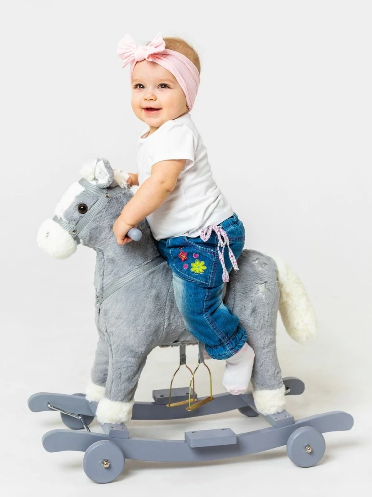 (С) Лошадка каталка-качалка AMAROBABY (Prime), с колесами, белый, 63x35x60 см