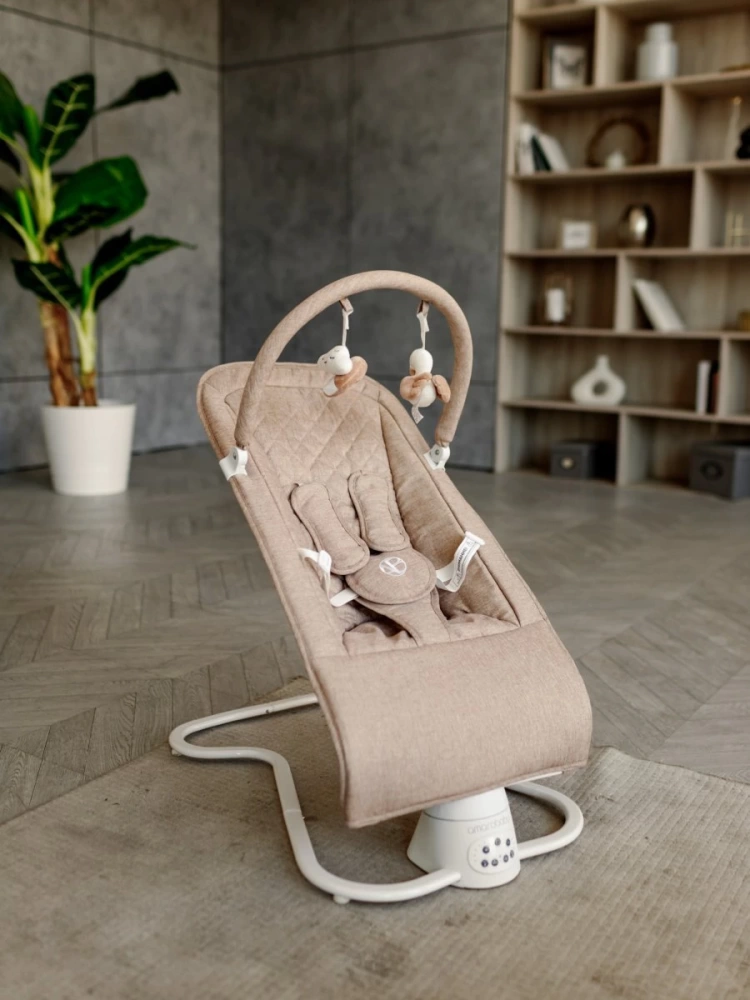Качели электронные детские AMAROBABY HAPPY SWING, бежевый