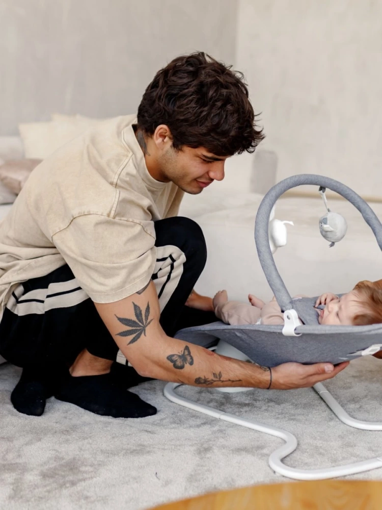 Качели электронные детские AMAROBABY HAPPY SWING, серый
