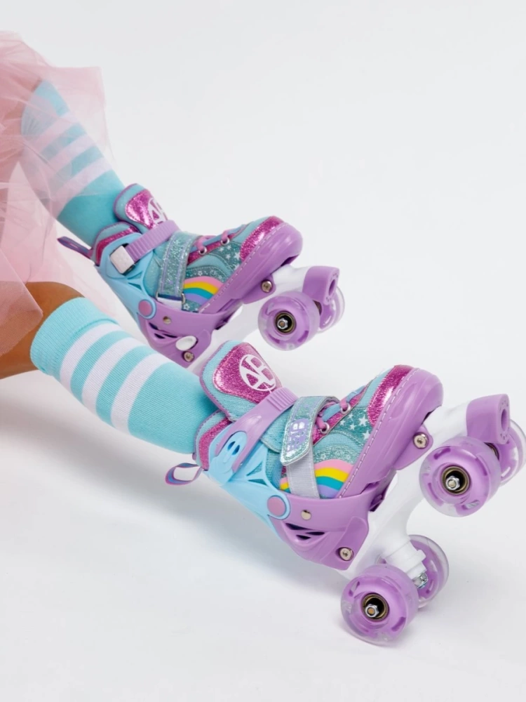 Ролики Amarobaby Disco раздвижные со светящимися колесами, фиолетовый, размер 30-33