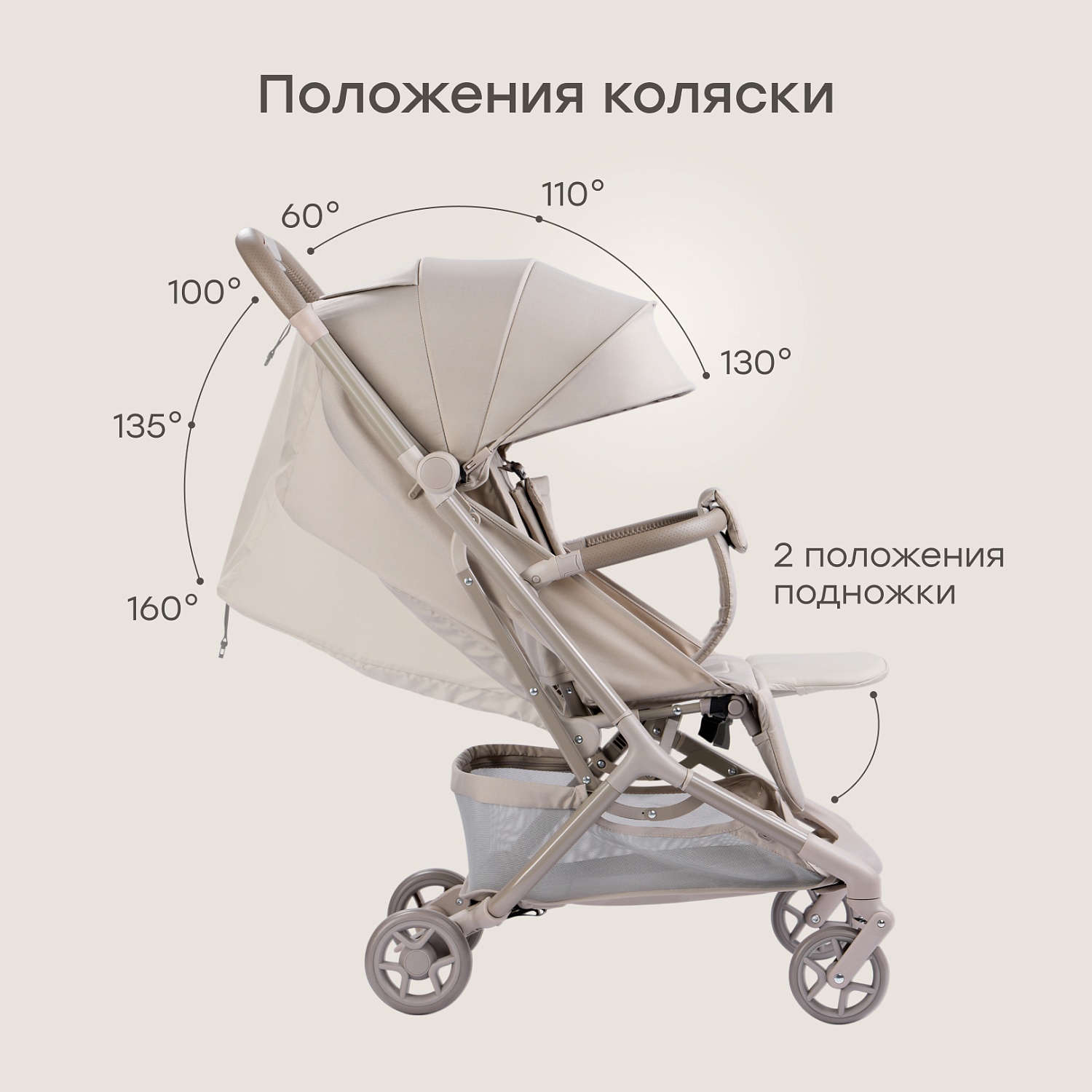 Happy Baby Коляска прогулочная AIRA, warm grey