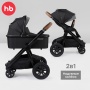 Happy Baby Коляска 2 в 1 MOMMER PRO, black nova