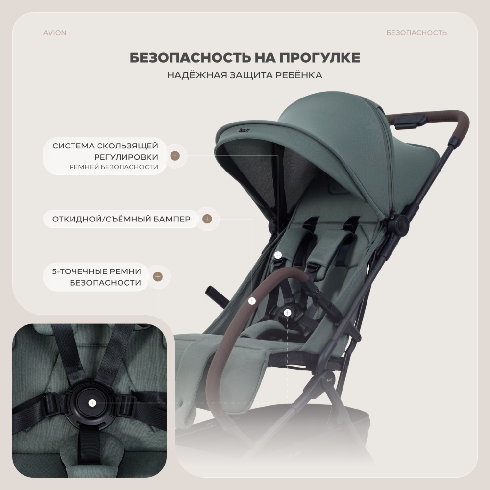 Коляска детская RANT "AVION carbon" RA407 Olive
