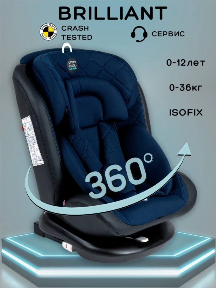 Автокресло детское AMAROBABY Brilliant ISOFIX класс D, группа 0+/1/2/3, (синий)