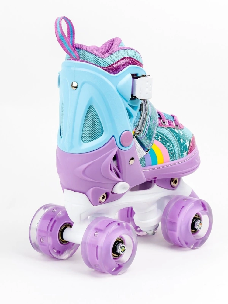 Ролики Amarobaby Disco раздвижные со светящимися колесами, фиолетовый, размер 26-29