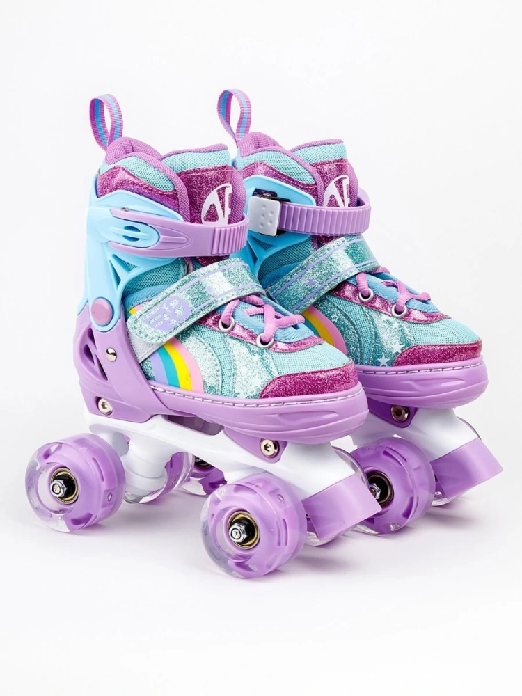 Ролики Amarobaby Disco раздвижные со светящимися колесами, фиолетовый, размер 26-29