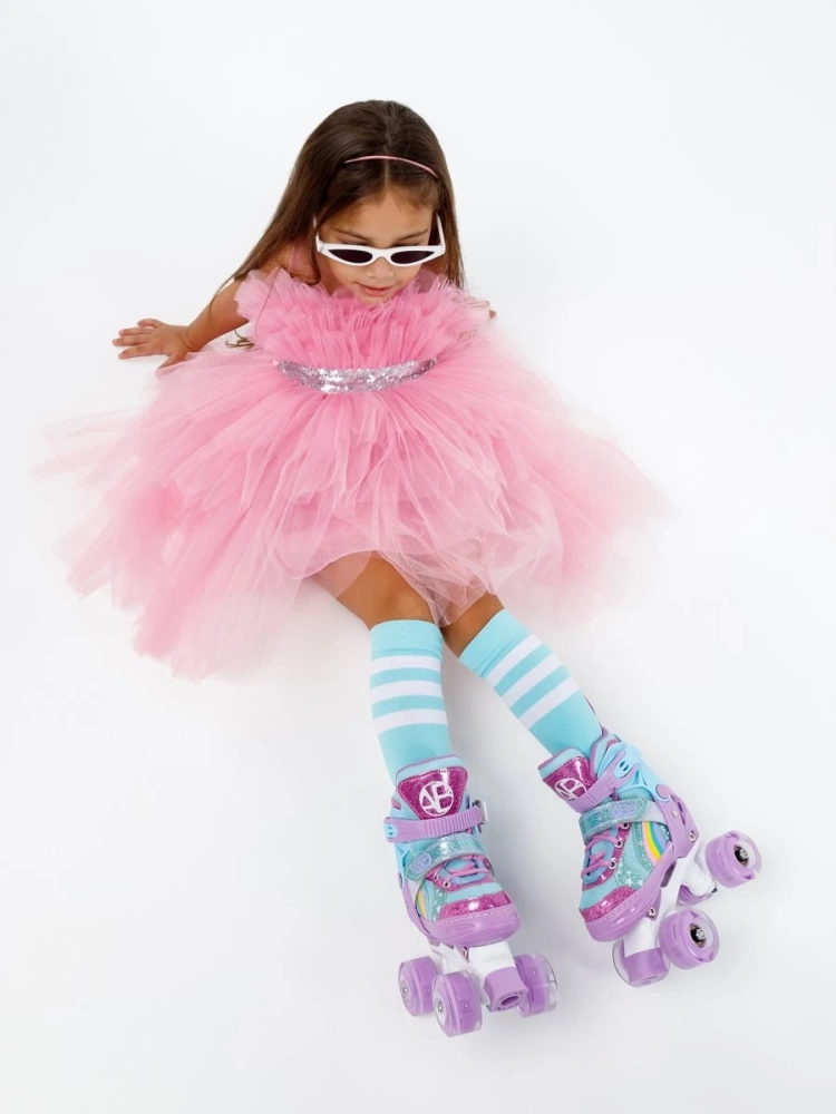 Ролики Amarobaby Disco раздвижные со светящимися колесами, фиолетовый, размер 26-29