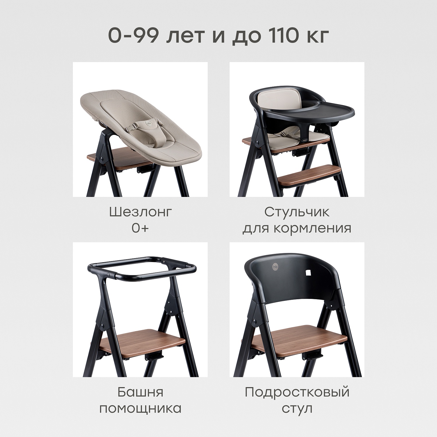 Happy Baby Стул для кормления DORIAN, абсолютно черный