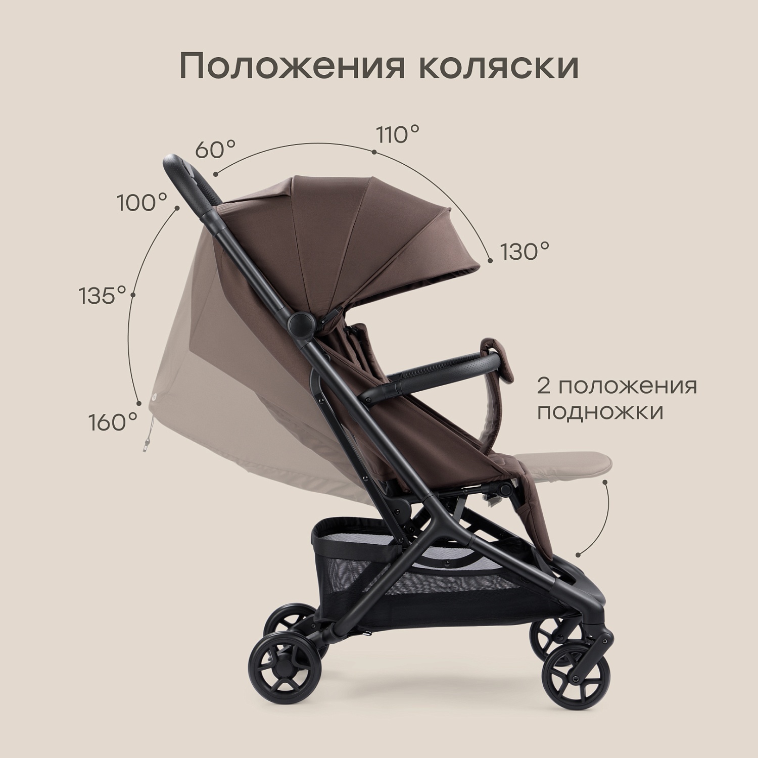 Happy Baby Коляска прогулочная AIRA, brown