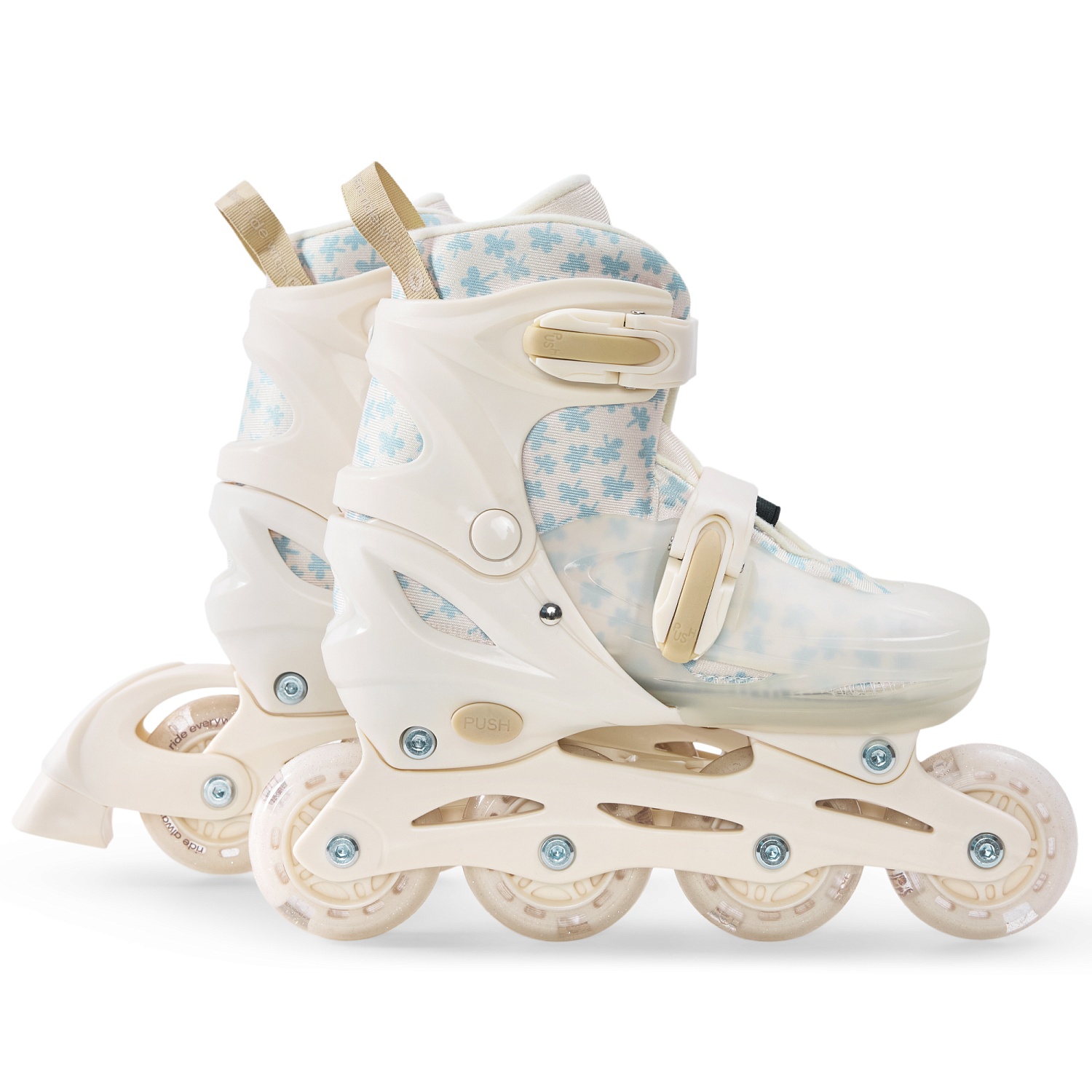 Happy Baby Ролики-коньки 3в1 детские SKROLLS, blue flowers, size M
