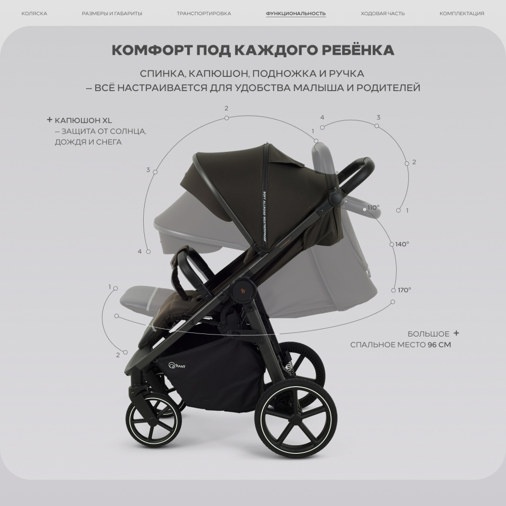 Коляска детская RANT "CASPIA soft" RA100 Shine Brown (2026)