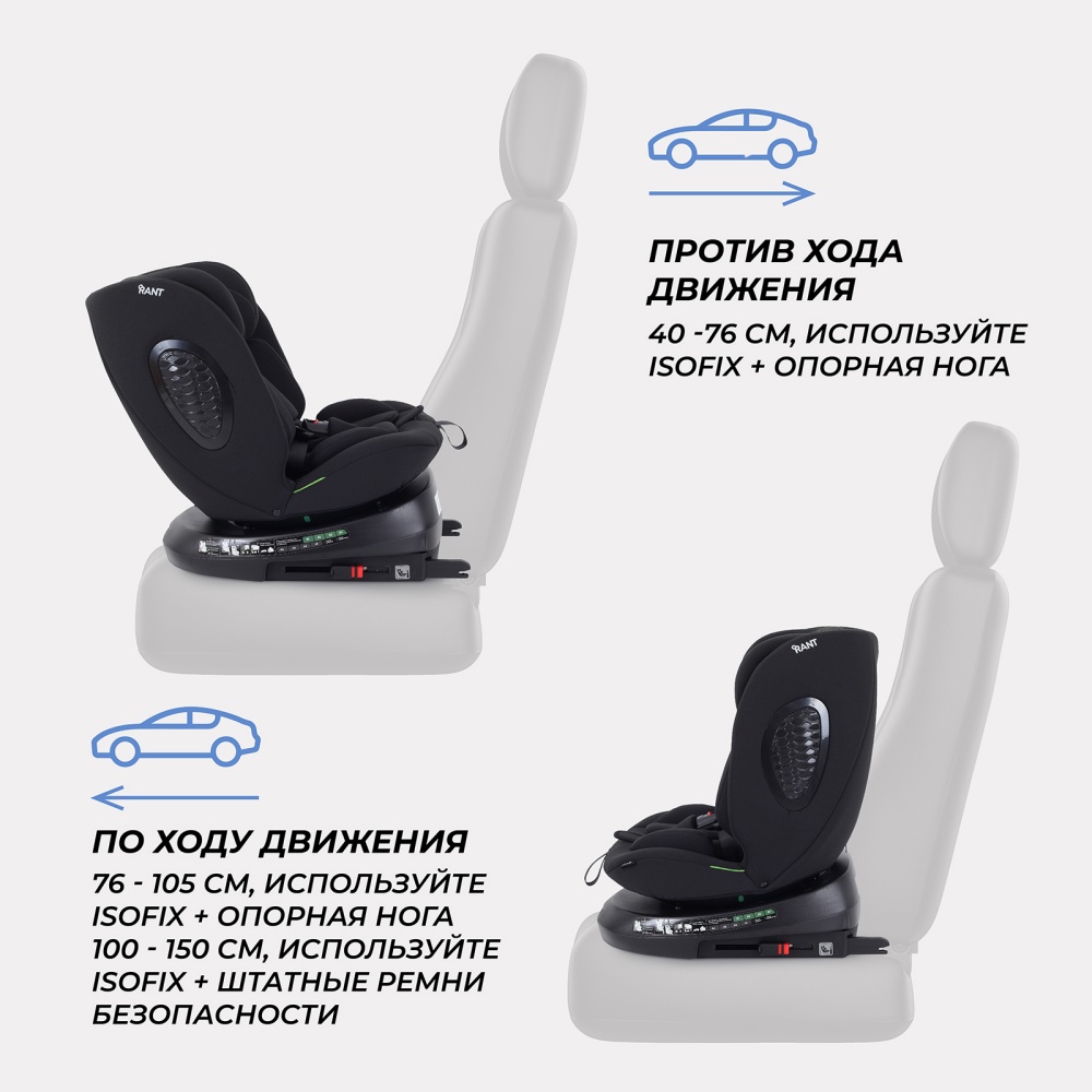 Автокресло RANT AY819 "HELIX" isofix Black (40-150см)
