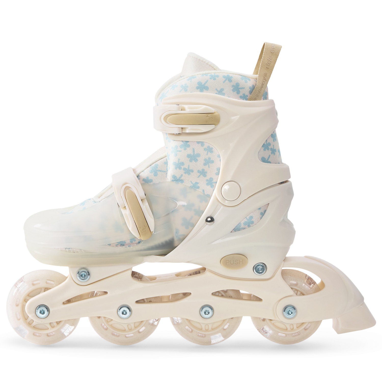 Happy Baby Ролики-коньки 3в1 детские SKROLLS, blue flowers, size M