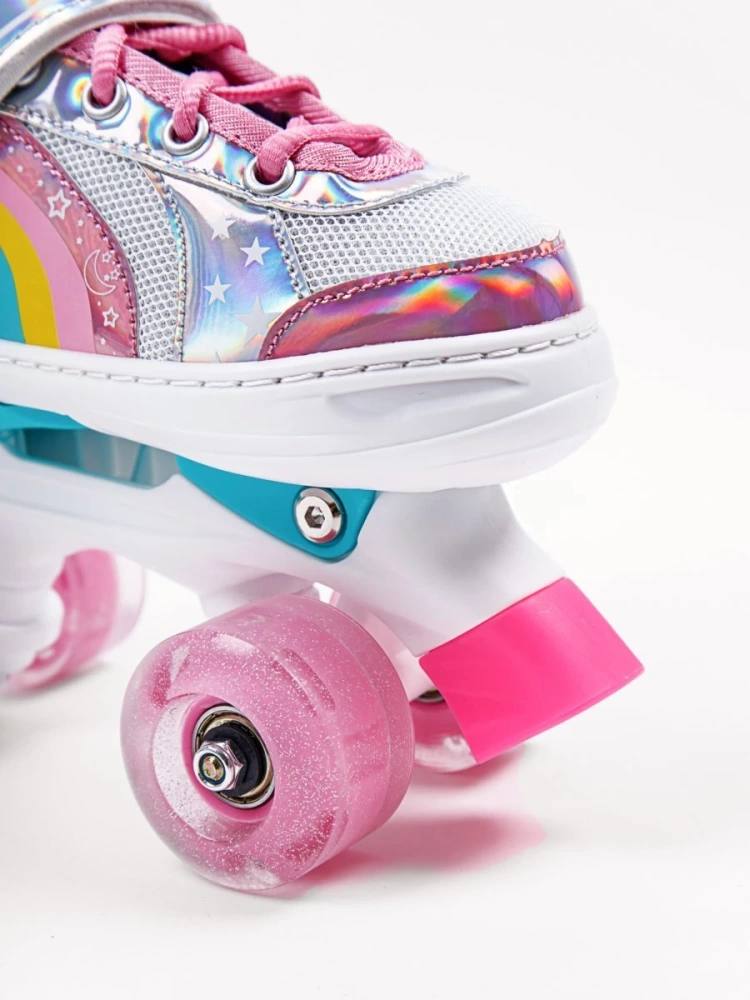 Ролики Amarobaby Disco раздвижные со светящимися колесами, розовые, размер 34-37