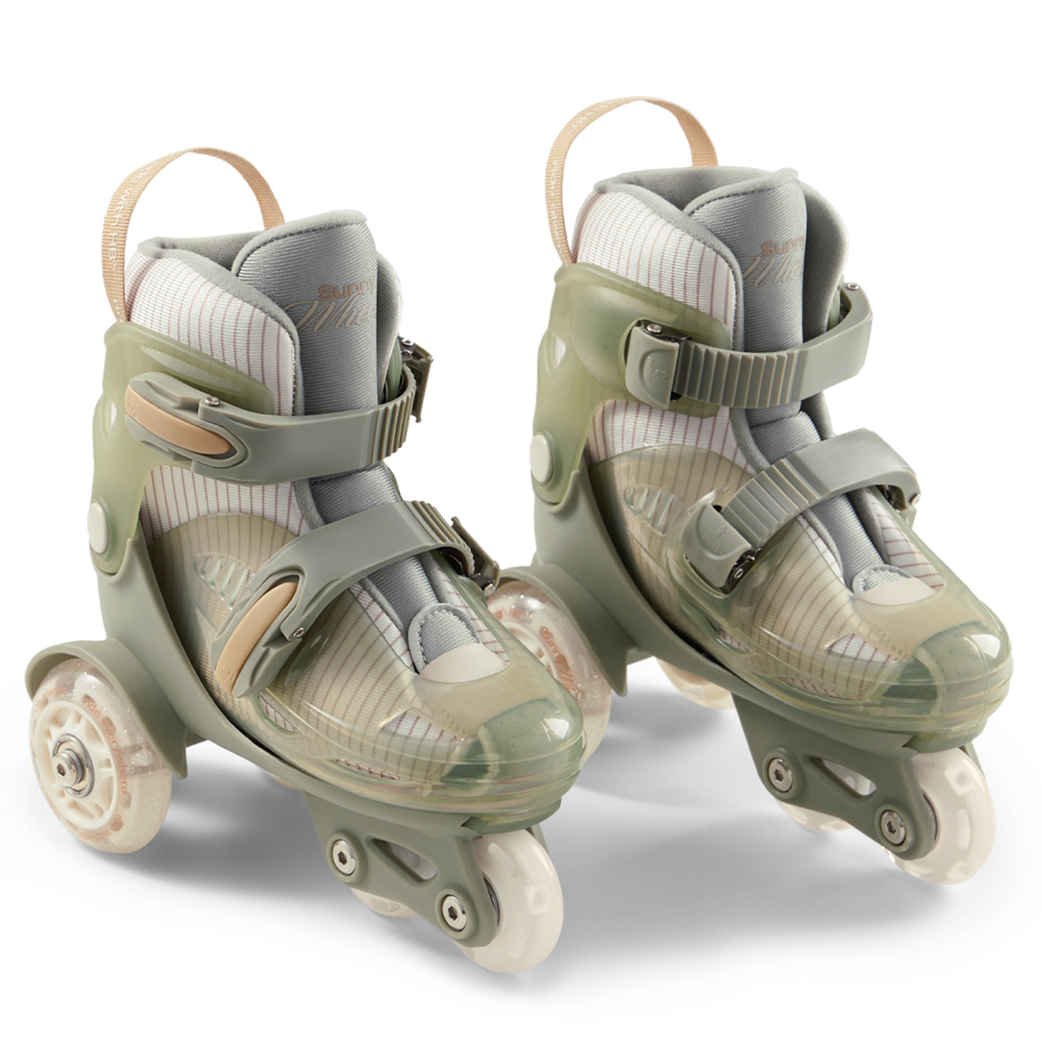 Happy Baby Раздвижные роликовые коньки детские SUNNY WHEELS, olive, M (30-33)