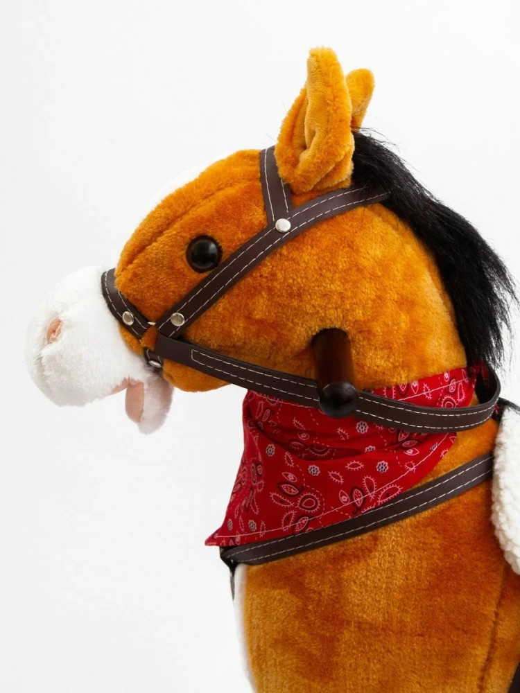 (С) Каталка-качалка Лошадка AMAROBABY (West), с колесами, коричневый, 69.5x28.5x74 см