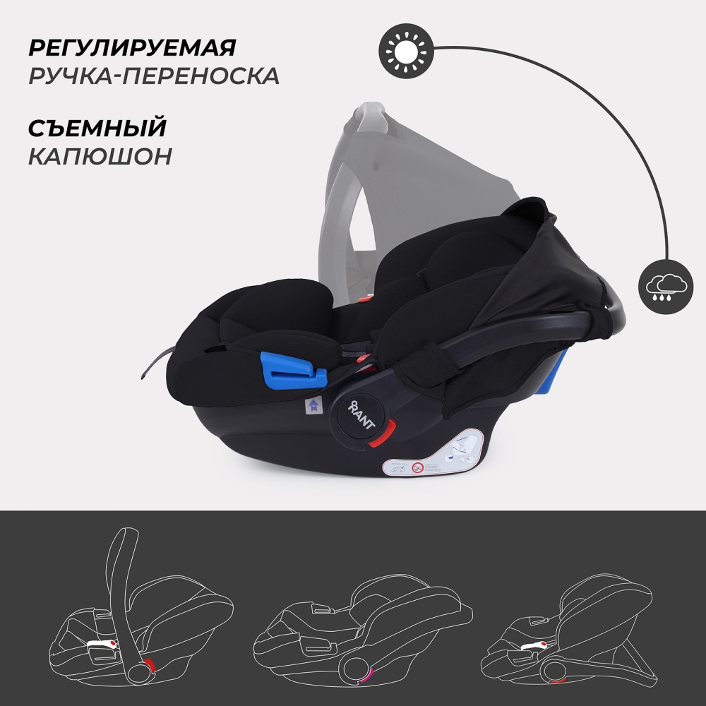 Автокресло RANT UB516 КРУИЗ (CRUISE) Черный (Black) группа 0+ (0-13 кг)