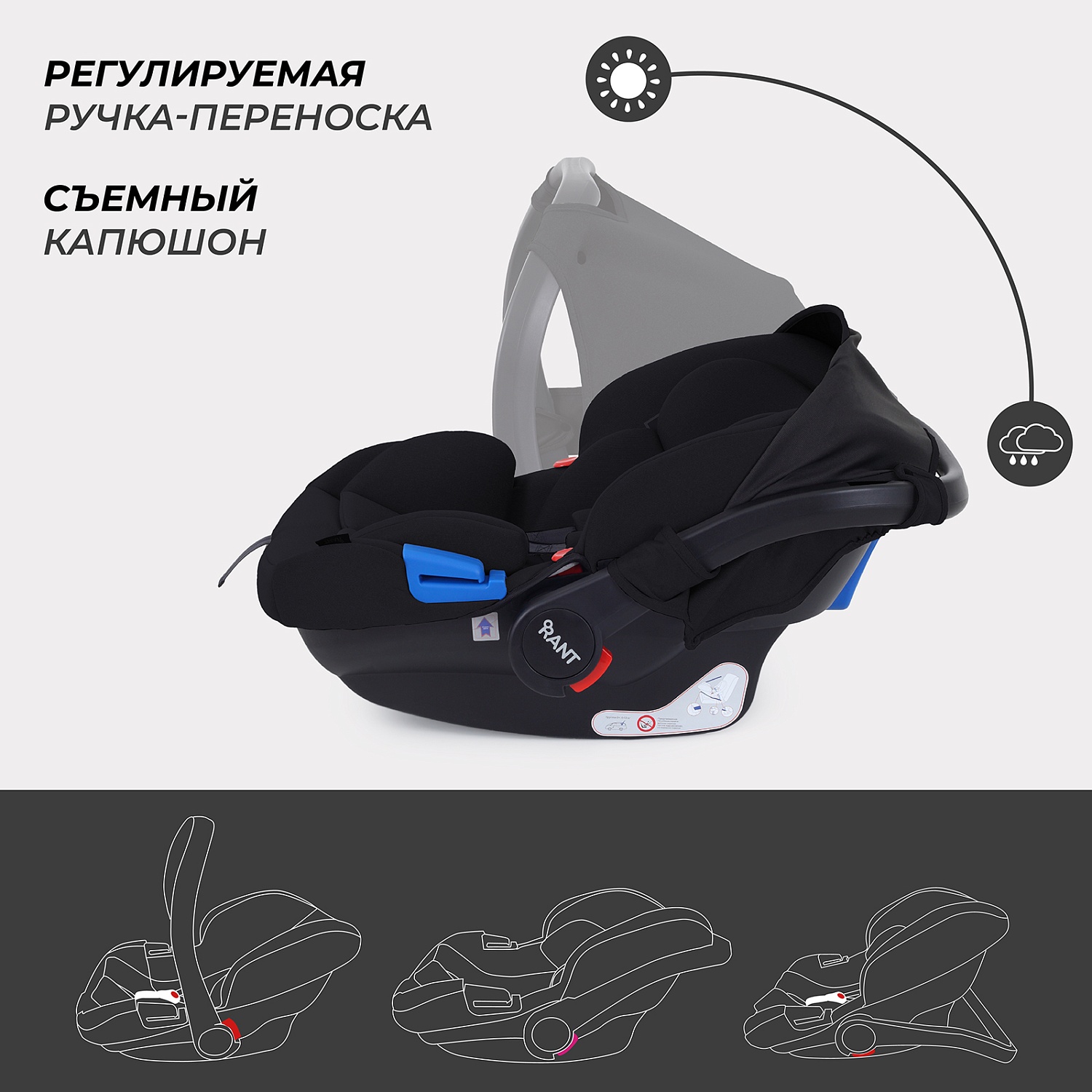 Автокресло RANT UB516 КРУИЗ (CRUISE) Черный (Black) группа 0+ (0-13 кг)