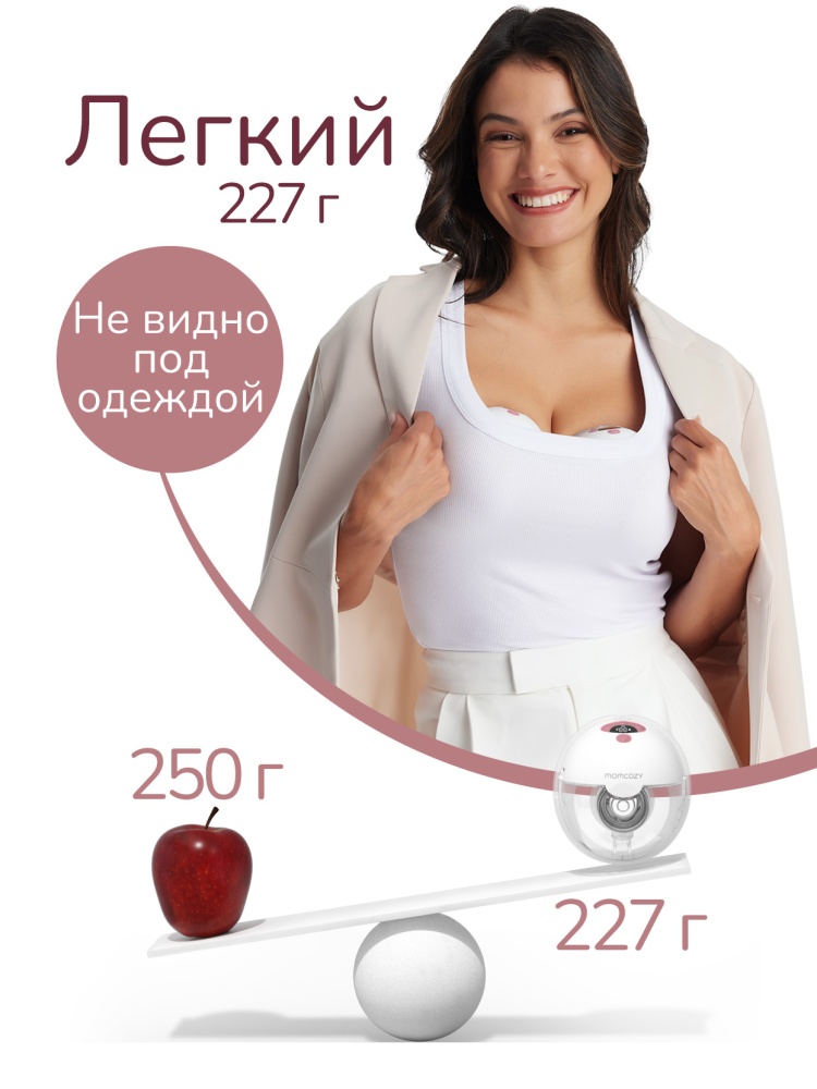 Momcozy Беспроводной портативный электрический молокоотсос M5, цвет уютный красный, 2 шт. 