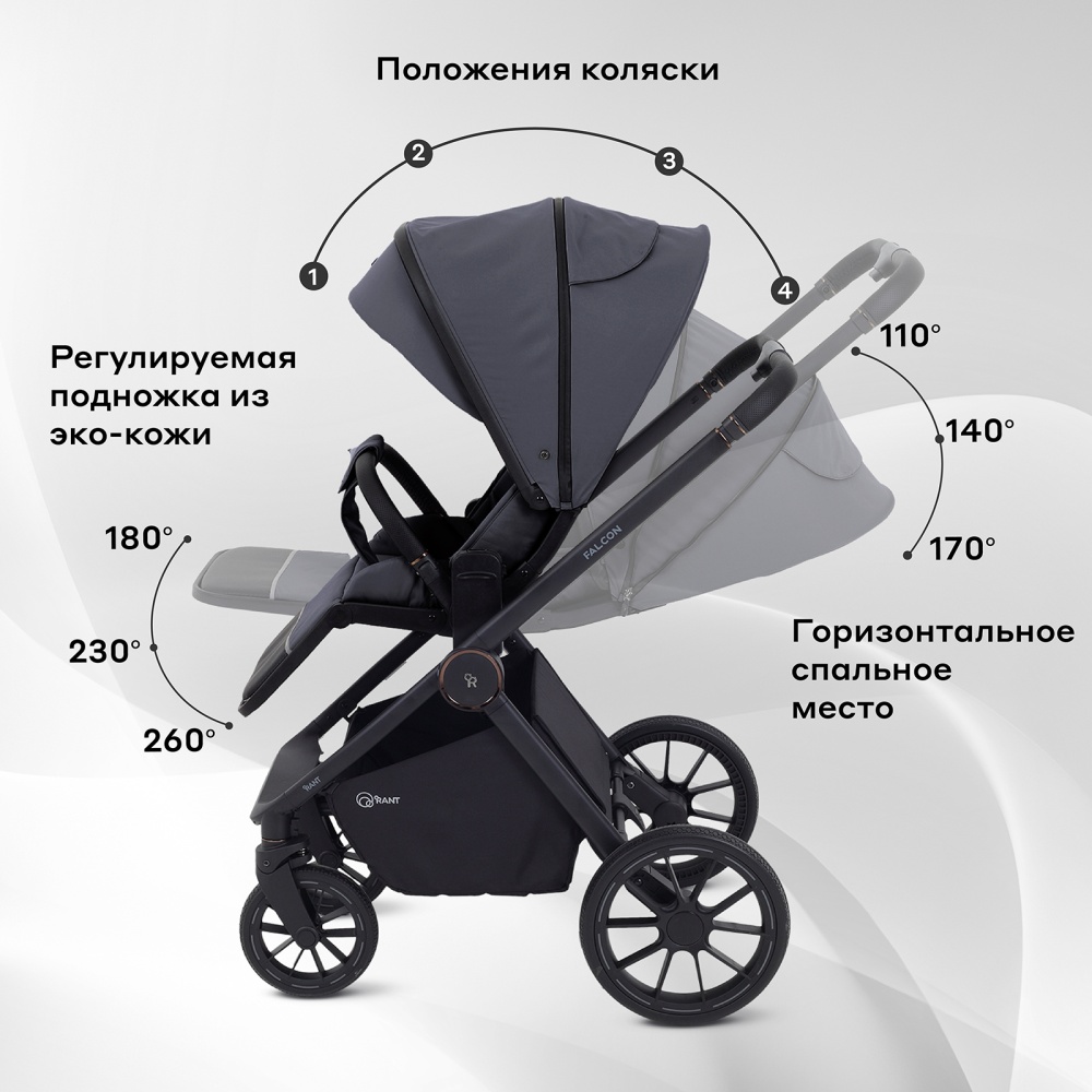 Коляска детская RANT "FALCON NEO" (2в1) RA108 Graphite