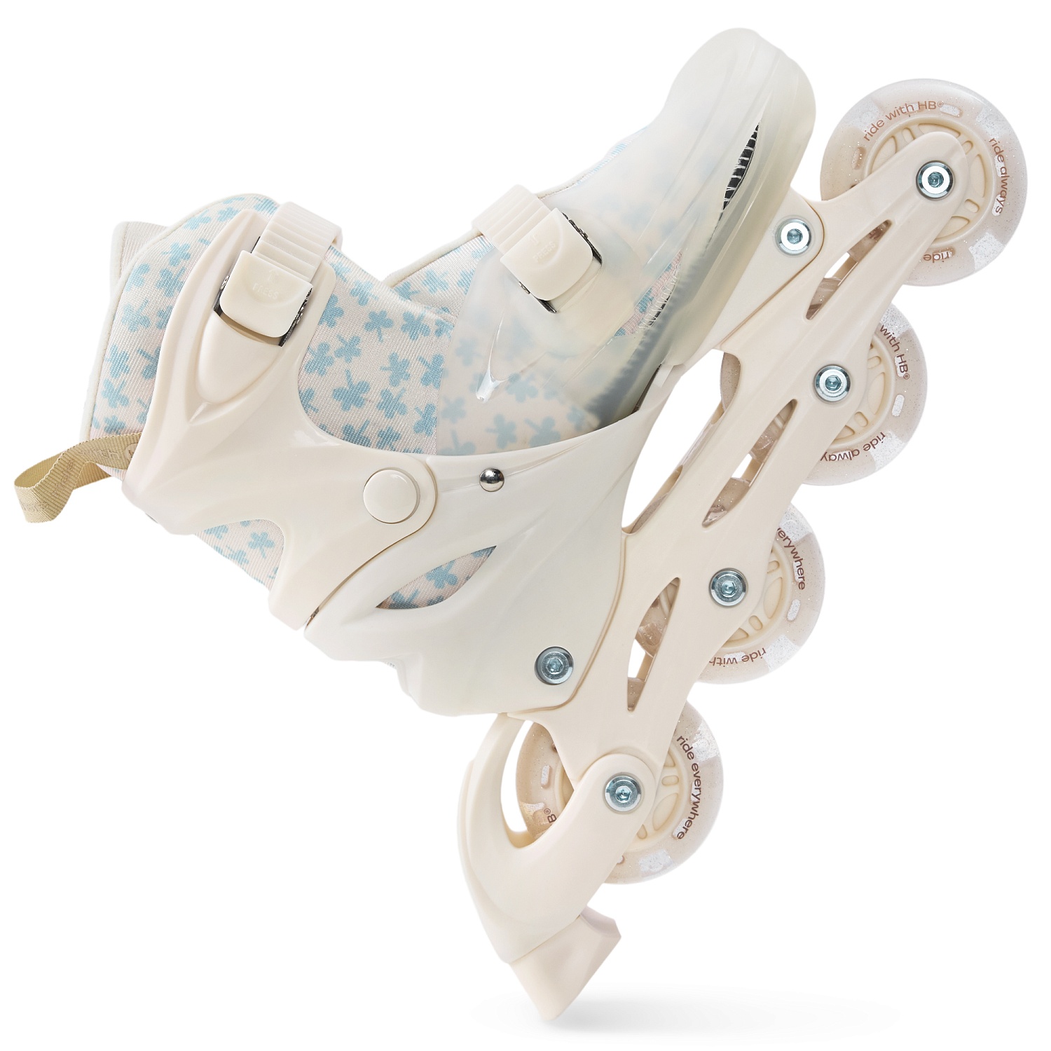 Happy Baby Ролики-коньки 3в1 детские SKROLLS, blue flowers, size M