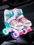 Ролики Amarobaby Disco раздвижные со светящимися колесами, розовые, размер 26-29