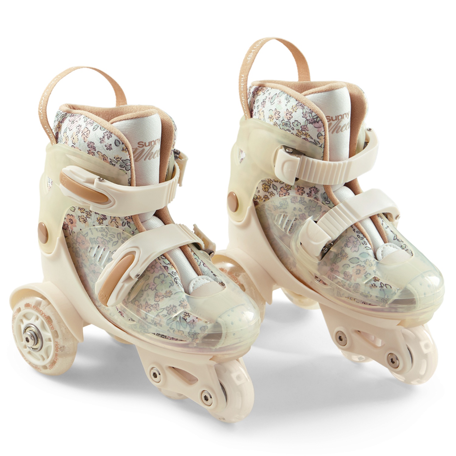 Happy Baby Раздвижные роликовые коньки детские SUNNY WHEELS, beige, M (30-33)