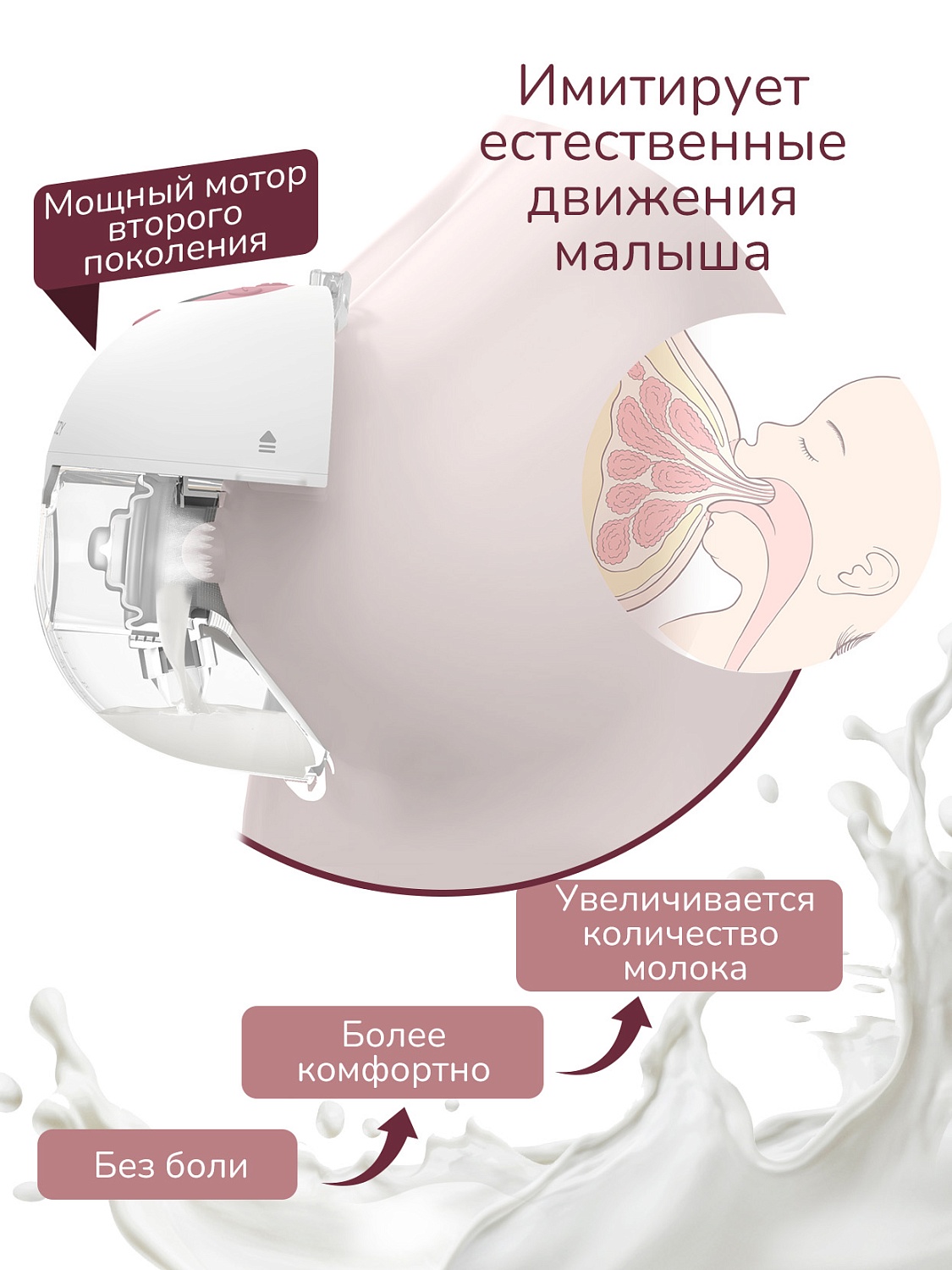 Momcozy Беспроводной портативный электрический молокоотсос M5, цвет уютный красный, 2 шт. 