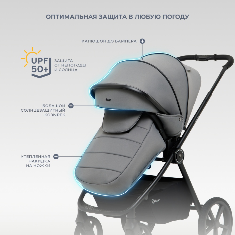 Коляска детская RANT "TEO soft" (2в1) RA121 Grey